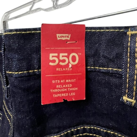 Levis Mens 550 Relaxed Fit Jeans Dark Wash 42 X 32 NEW Tapered Leg Stretch - Picture 5 of 13